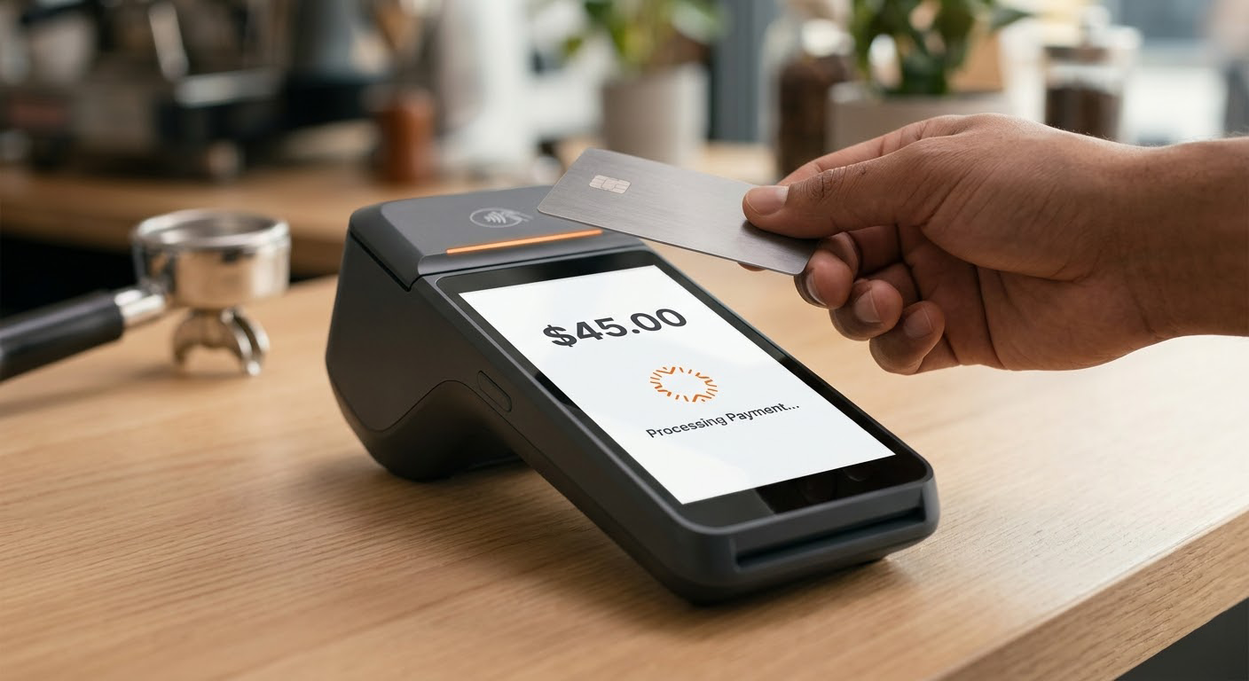 FoxPay countertop terminal ready for tap-to-pay checkout